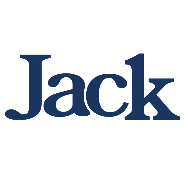Jack wordmark in navy serif type