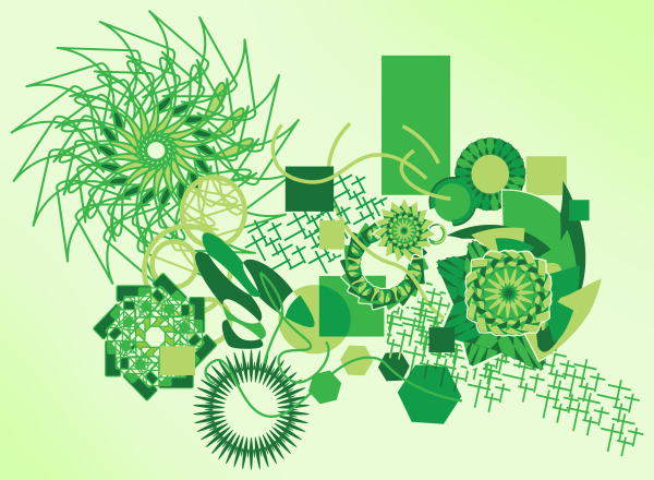 Green gear and spiral pattern