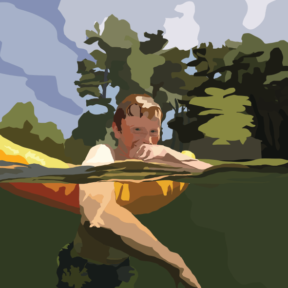 Vector illustration of a person carrying a kayak