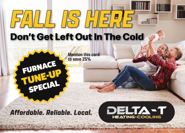Delta-T Heating & Cooling fall direct mail piece, front