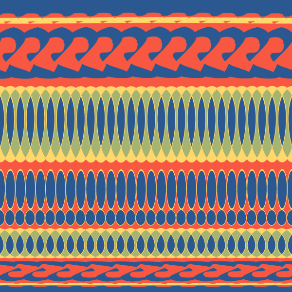 Wave stripe pattern in orange, blue and tan