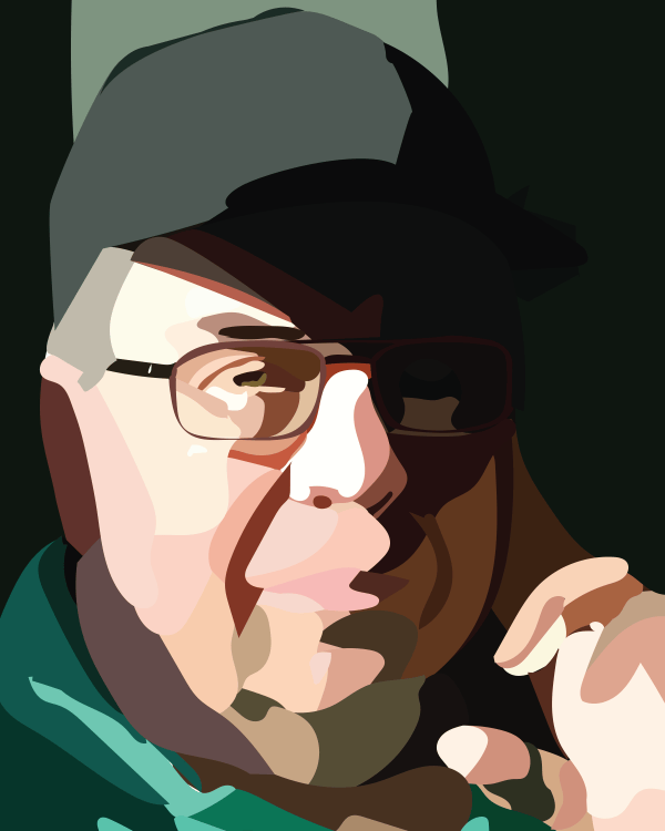 Vector portrait of a man in a cap and glasses