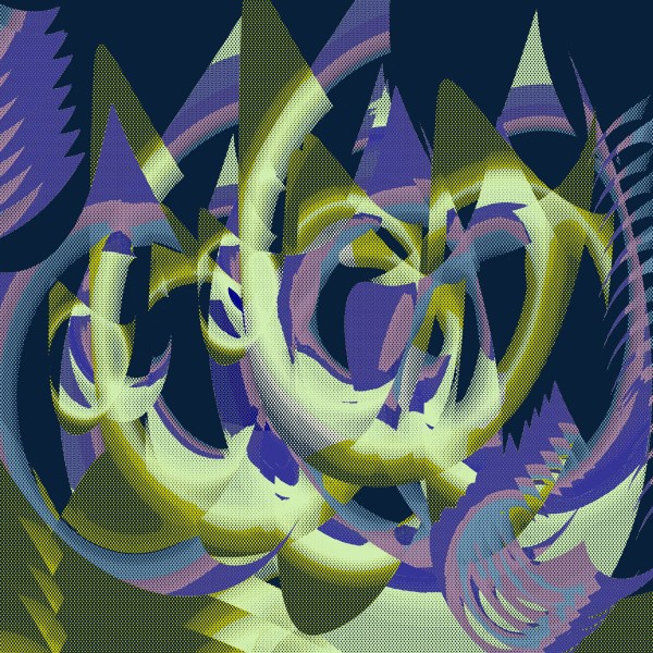 Swirling abstract in green and purple