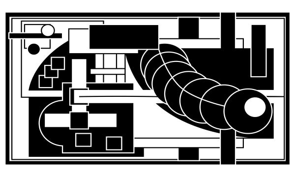 Black and white geometric line composition