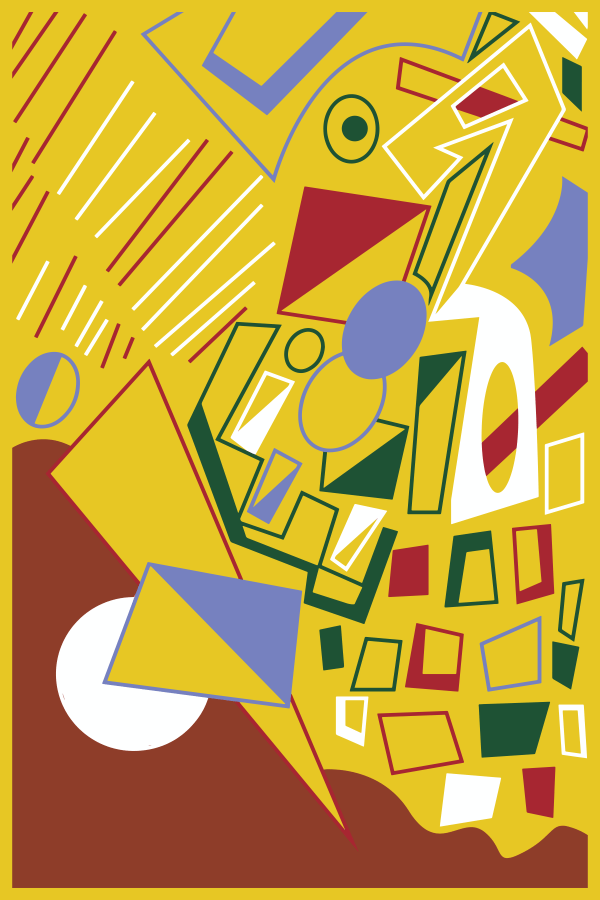 Geometric composition in yellow and red