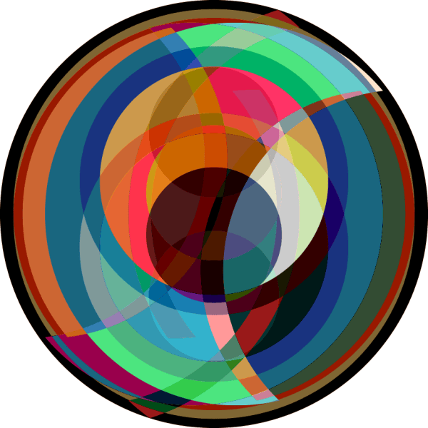 Overlapping colored rings in a circle