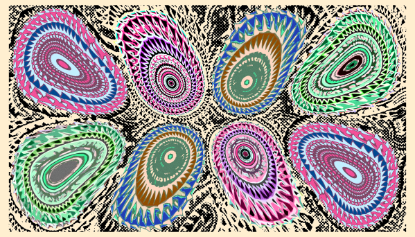 Narrow band of repeating circle patterns
