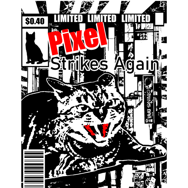 Black and white comic cover featuring a cat