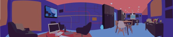 Narrow panoramic image in blue and purple