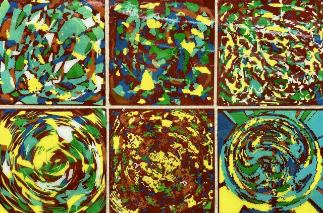 Digital Embrace · Acrylic and Resin on Canvases · 2023