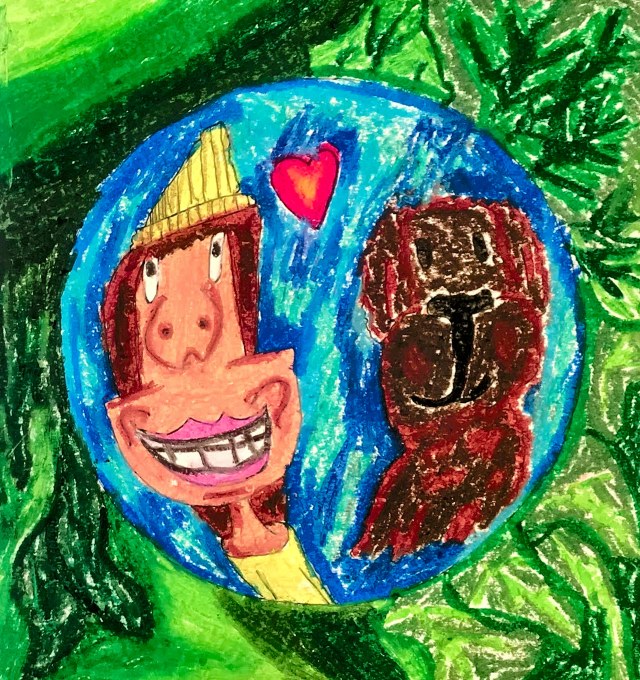 Man and Dog · Oil Pastel on Paper · 2022