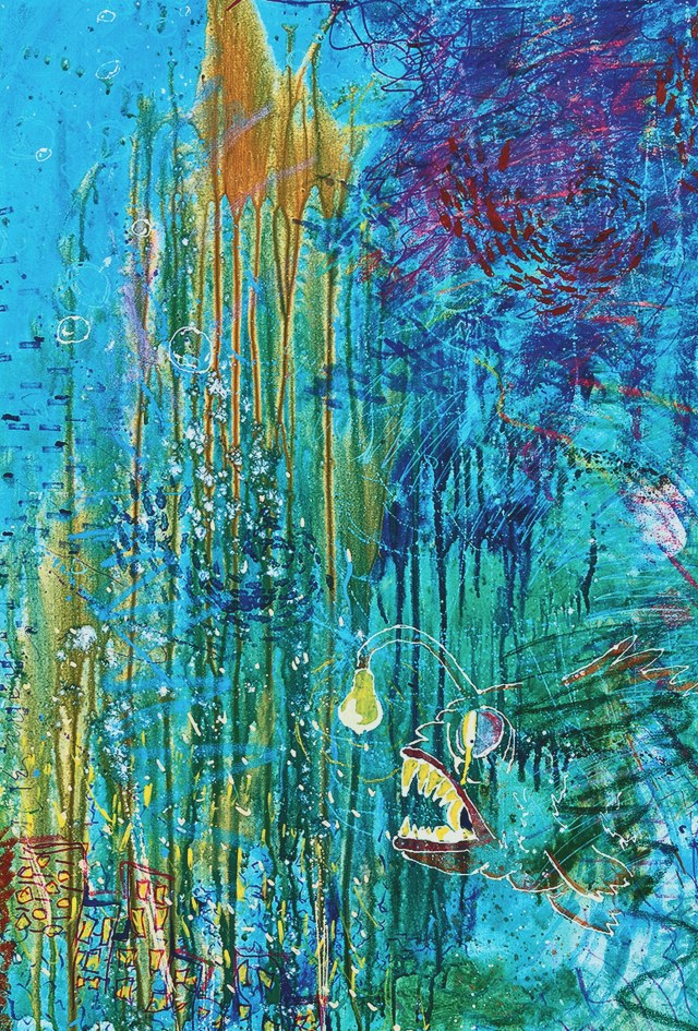 Anglerfish · 24x36 Acrylic and Pastel on Canvas · 2024